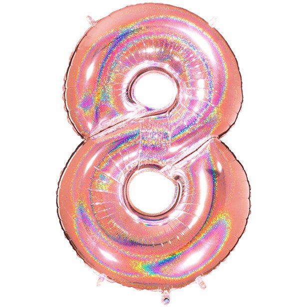 Number 8 Glitter Rose Gold Foil Balloon - 40"