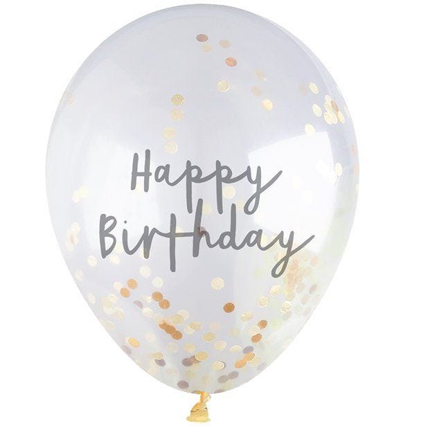 H.Bday Gold Conf Balloons 5pk (Balloons) (5pk)