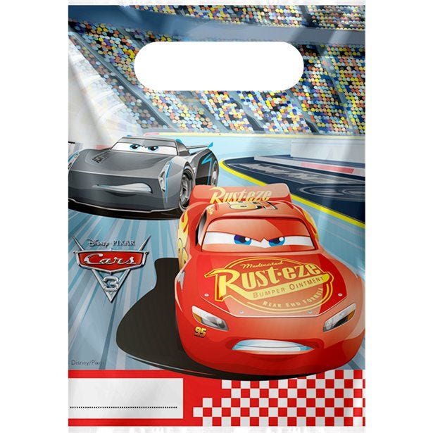 Disney Cars 3 Plastic Party Bags (6pk)