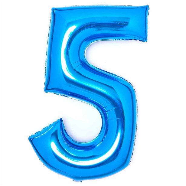 Number 5 Blue Foil Balloon - 34"