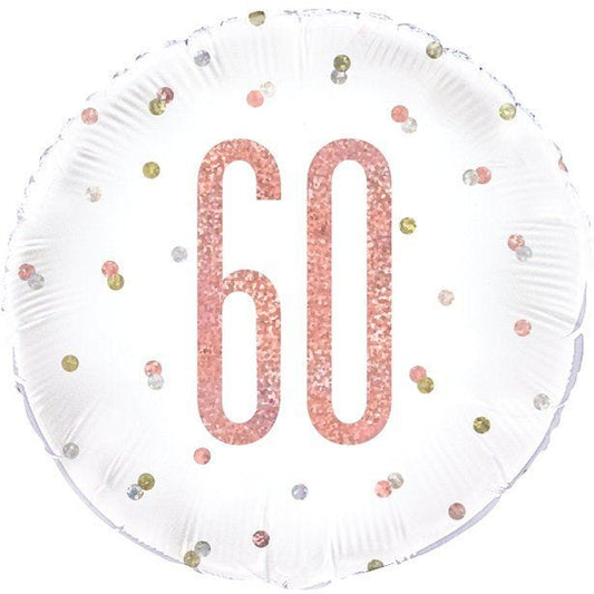 Rose Gold Glitz Number 60th Birthday Balloon - 18" Foil