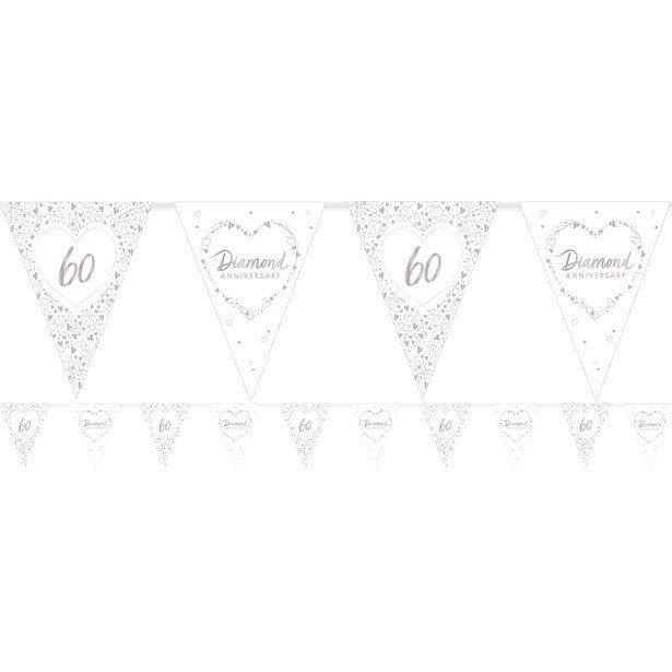 60th Diamond Wedding Anniversary Flag Bunting - 3.7m