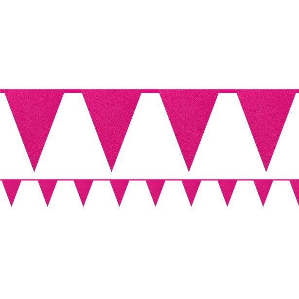 Hot Pink Glitter Paper Bunting - 6m