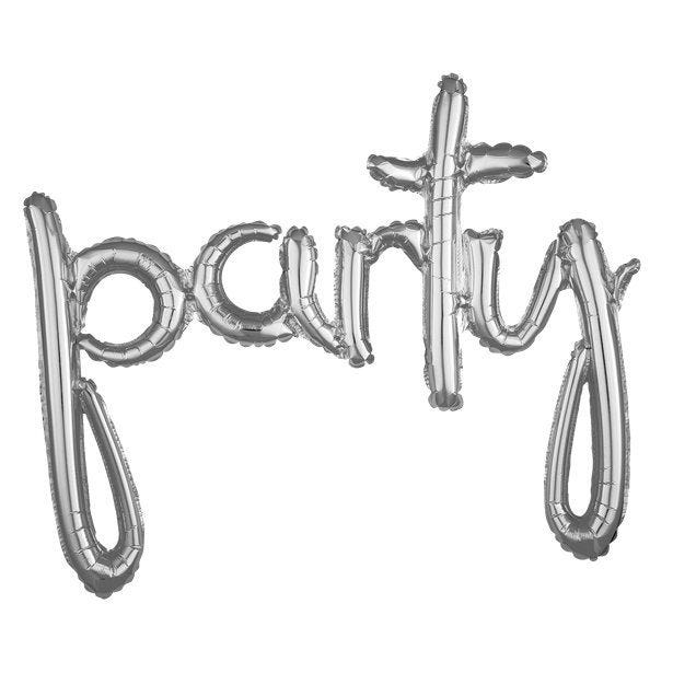 Silver Party Phrase Balloon - 39" Foil