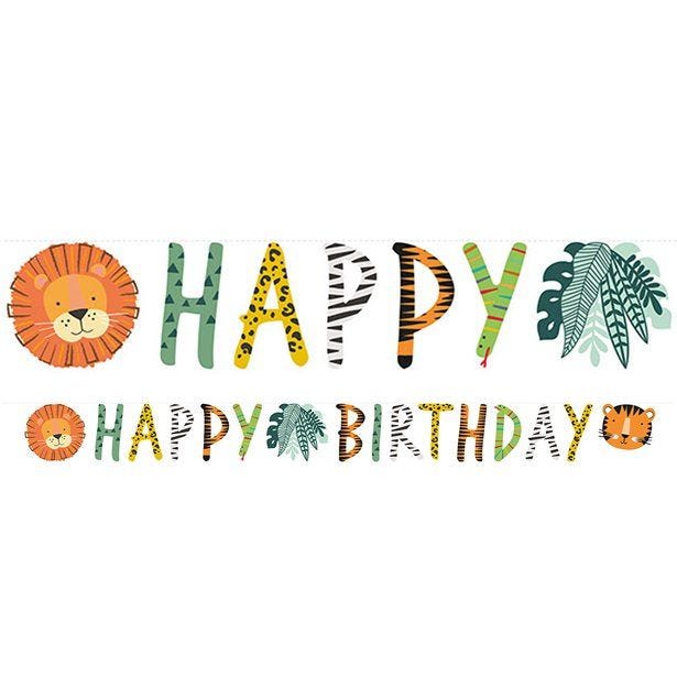 Get Wild Safari 'Happy Birthday' Paper Banner - 1.8m