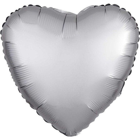 Platinum Satin Luxe Heart Foil Balloon - 18" Unpackaged