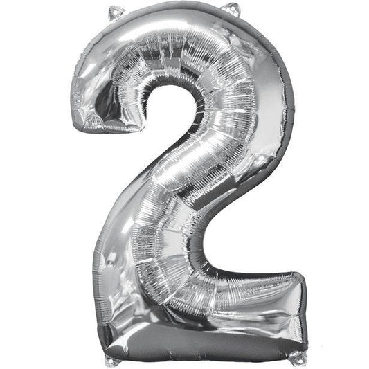 Silver Number 2 Balloon - 26" Foil