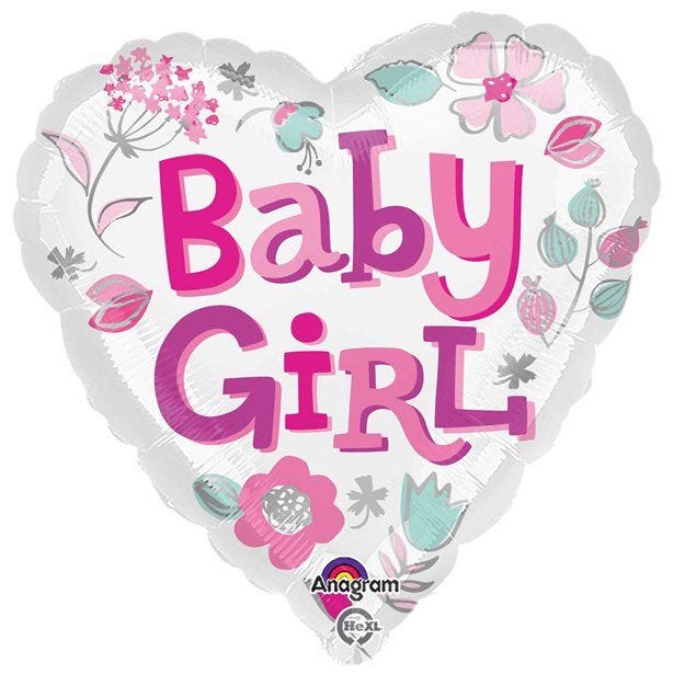 Baby Girl Heart Balloon - 18" Foil