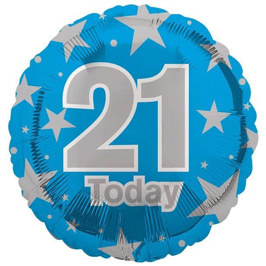 21st Blue Birthday Balloon - 18" Foil