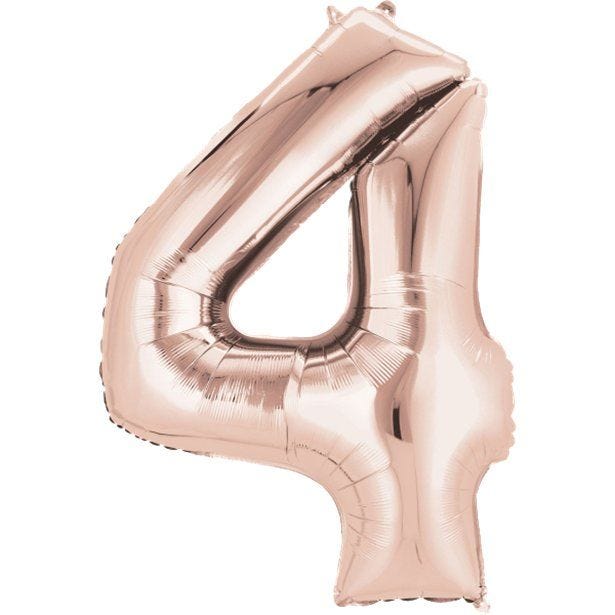 Number 4 Rose Gold Foil Balloon - 34"