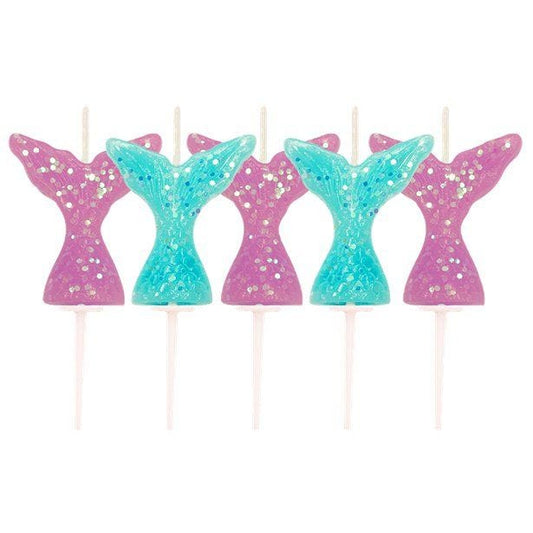 Glitter Mermaid Tail Candles (5pk)