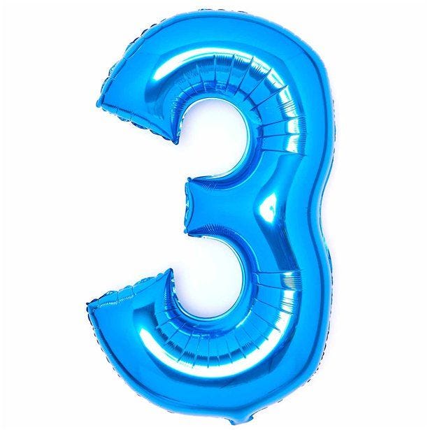 Number 3 Blue Foil Balloon - 34"