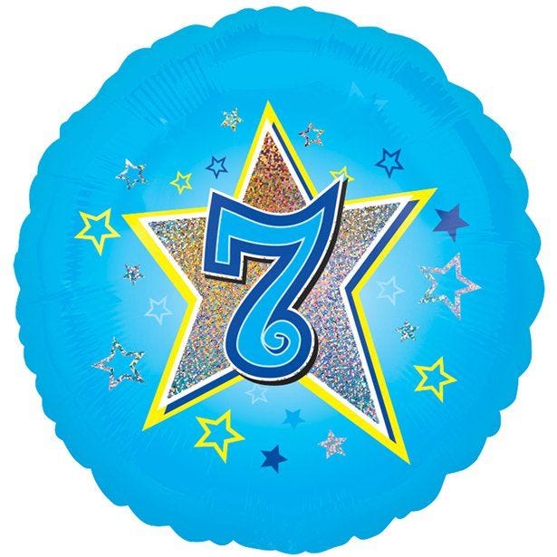 Age 7 Blue Stars Balloon - 18" Foil