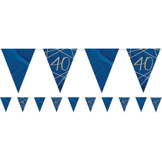 Navy & Gold Geode 40th Birthday Paper Bunting - 3.7m