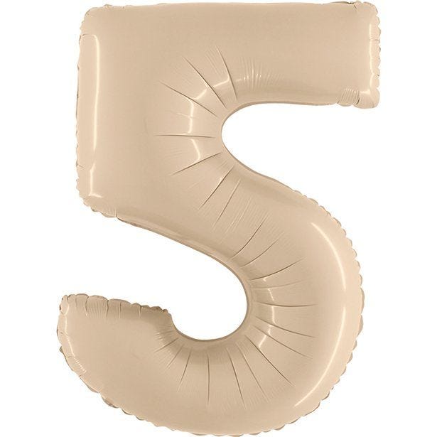 Number 5 Satin Cream Foil Balloon - 40"