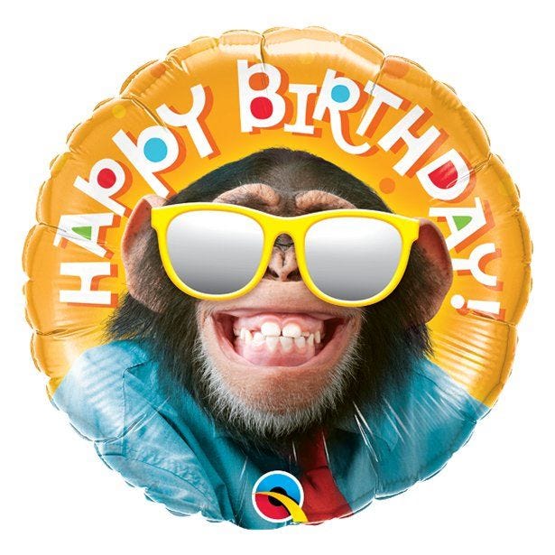 Happy Birthday' Smiling Chimp Balloon - 18" Foil