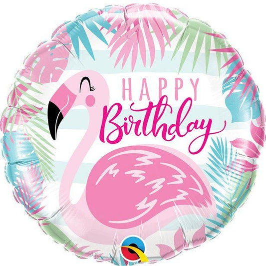 Happy Birthday Pink Flamingo Foil Balloon - 18" Balloon