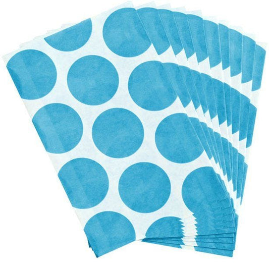 Caribbean Blue Polka Dot Paper Sweet Bags - 17cm (10pk)