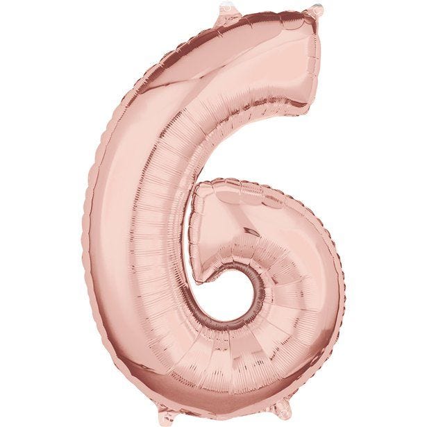 Rose Gold Number 6 Balloon - 26" Foil