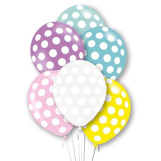 Polka Dot Print Assorted Latex Balloons - 11" (6pk)