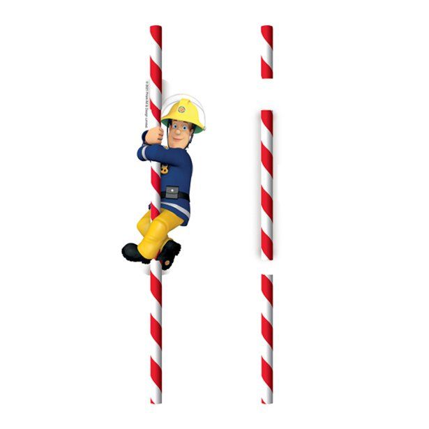 Fireman Sam Paper Drinking Straws (8pk)