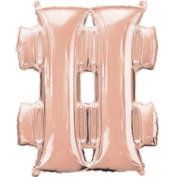 Rose Gold Hashtag Air Filled Balloon - 16" Foil