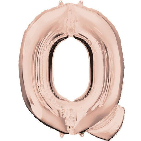 Rose Gold Letter Q Air Filled Balloon - 16" Foil