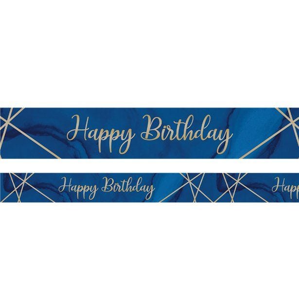 Navy & Gold Geode 'Happy Birthday' Foil Banner - 2.74m