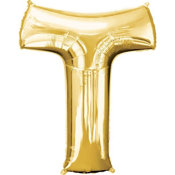 Gold Letter T Balloon - 16" Foil