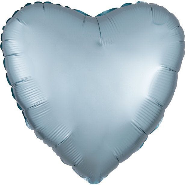 Pastel Blue Heart Satin Luxe Balloon - 18'' Foil - unpackaged