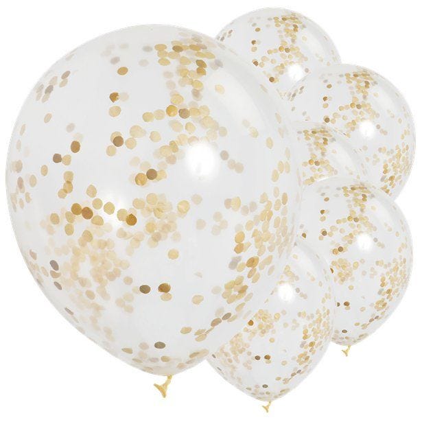 Gold Confetti Balloons - 12" Latex (6pk)