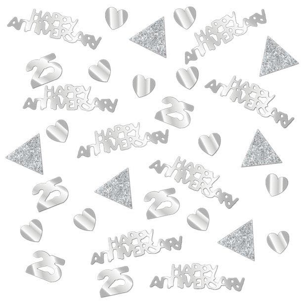 25th Silver Sparkling Wedding Anniversary Table/Invite Confetti (34g pack)