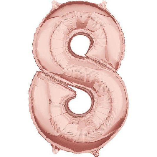 Rose Gold Number 8 Balloon - 26" Foil