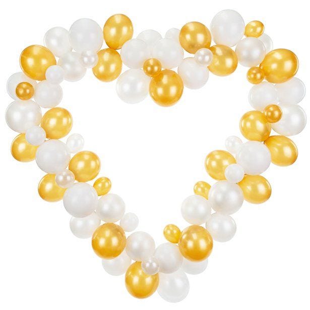 White Heart Balloon Garland - 60 Balloons