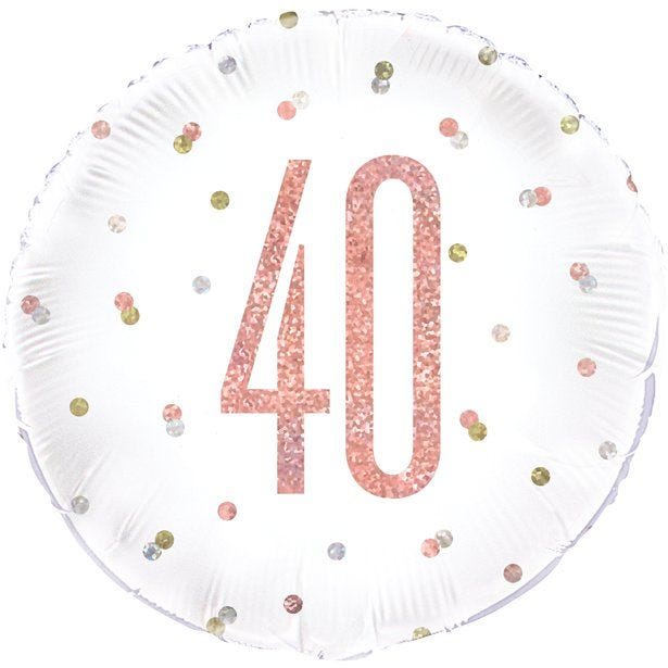 Rose Gold Glitz Number 40th Birthday Balloon - 18" Foil