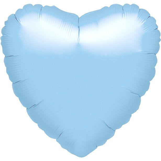 Metallic Pearl Pastel Blue Heart Balloon - 18'' Foil -unpackaged