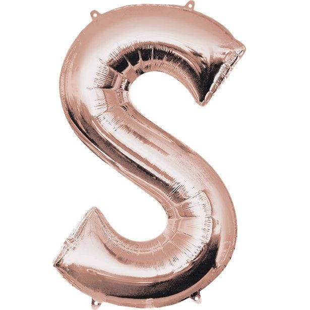 Rose Gold Letter S Air Filled Balloon - 16" Foil