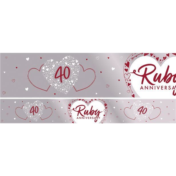 40th Ruby Wedding Anniversary Foil Banner - 2.74m