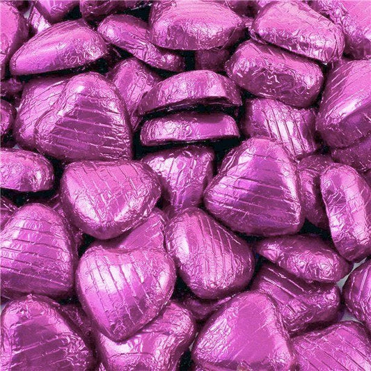 Pink Foil Chocolate Hearts x100