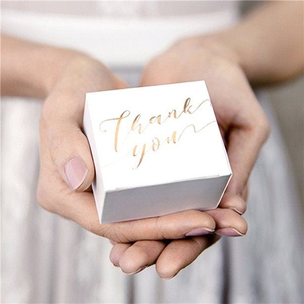 Gold Thank You Favour Boxes (10pk)