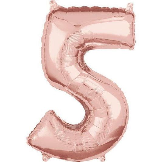 Rose Gold Number 5 Balloon - 26" Foil