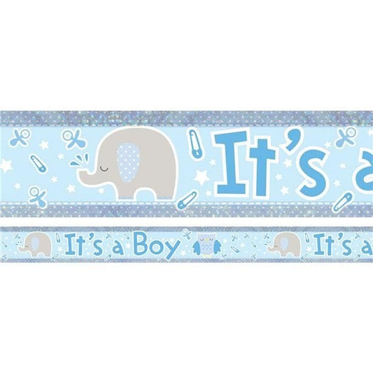 Blue 'It's a Boy' Holographic Foil Banner - 2.7m