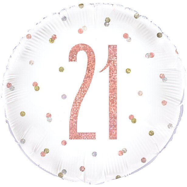 Rose Gold Glitz Number 21st Birthday Balloon - 18" Foil