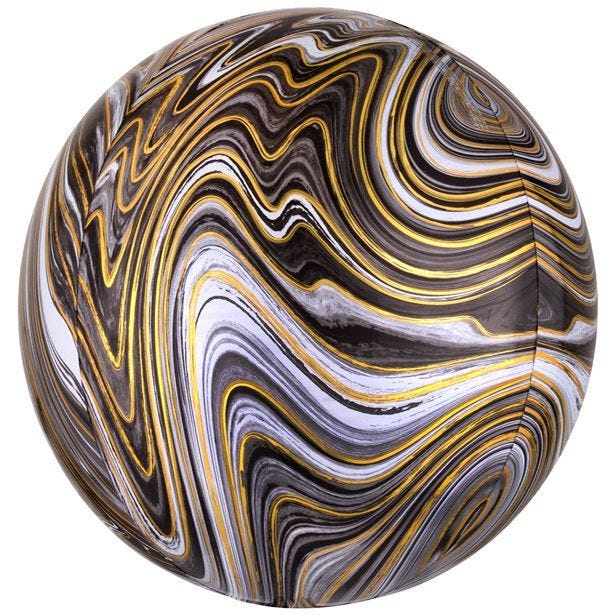 Black Marblez Orbz - 16" Foil Balloon