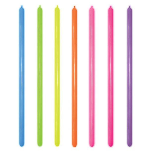 Neon Assorted Modelling Balloons - 260 Latex (100pk)