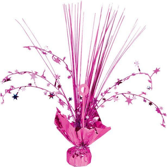 Bright Pink Foil Spray Table Centrepiece - 30cm