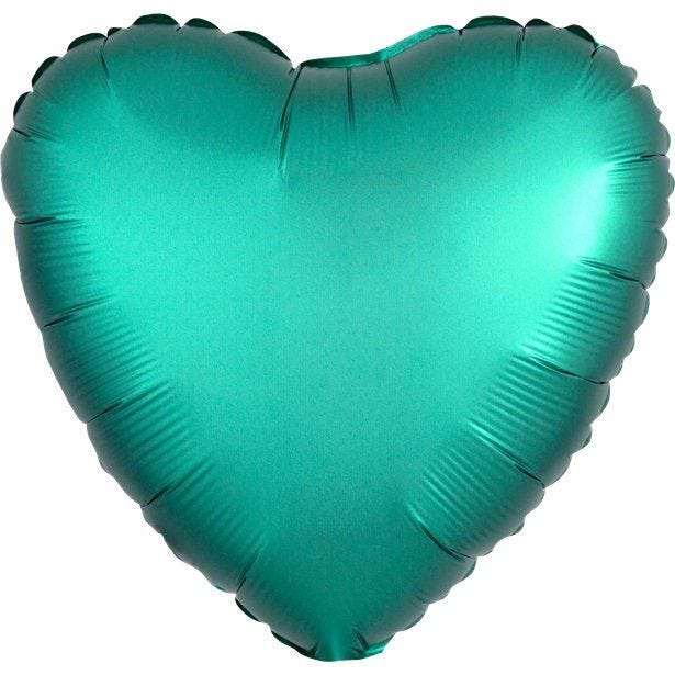 Jade Satin Luxe Heart Foil Balloon - 18"