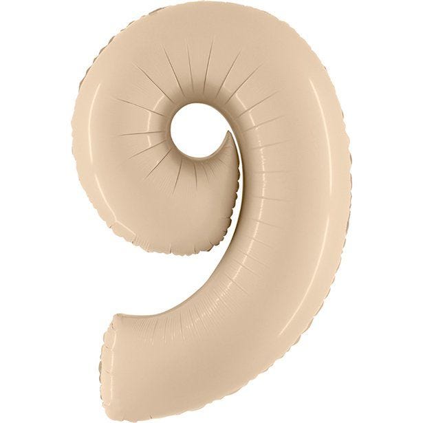 Number 9 Satin Cream Foil Balloon - 40"