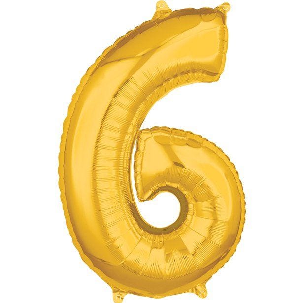 Gold Number 6 Balloon - 26" Foil