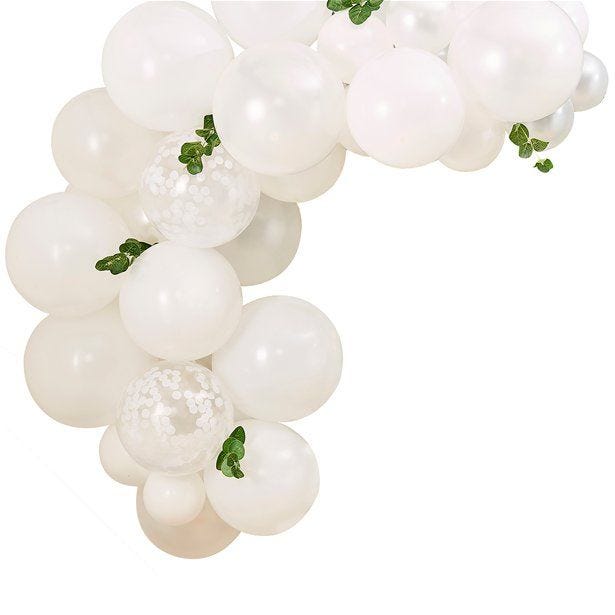 Botanical Baby Mini White Foliage Balloon Arch - 45 Balloons